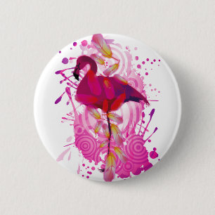 Badge Rond 5 Cm Flamant rose