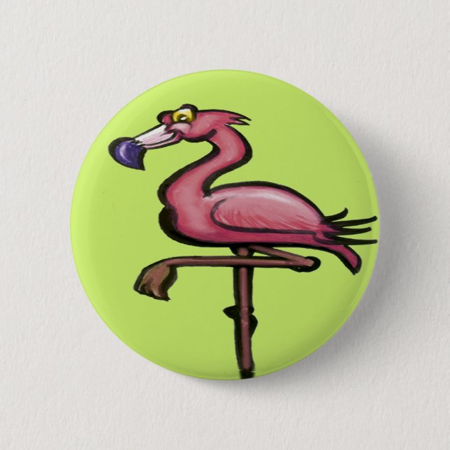 Badge Rond 5 Cm Flamant rose (Devant)
