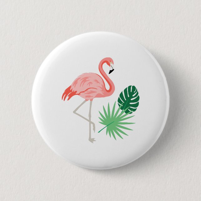 Badge Rond 5 Cm Flamant rose (Devant)