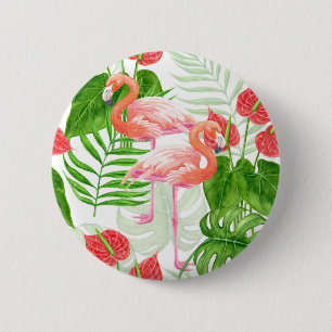 Badge Rond 5 Cm Flamant rose