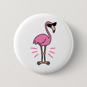 Badge Rond 5 Cm Flamant rose anniversaire, flamants, lunettes de s