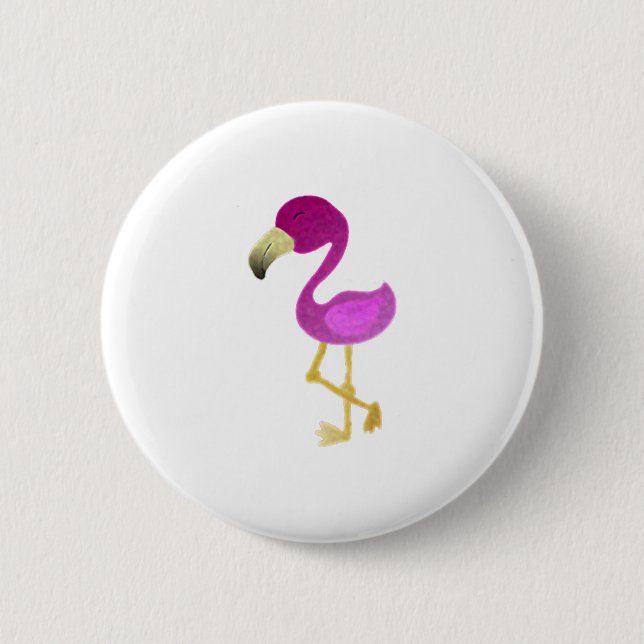 Badge Rond 5 Cm Flamant rose aquarelle (Devant)