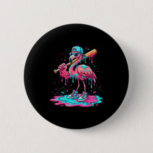 Badge Rond 5 Cm Flamant rose cool glace de baseball qui coule spor