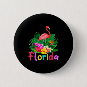 Badge Rond 5 Cm Flamant rose de Floride plante tropicale vacances