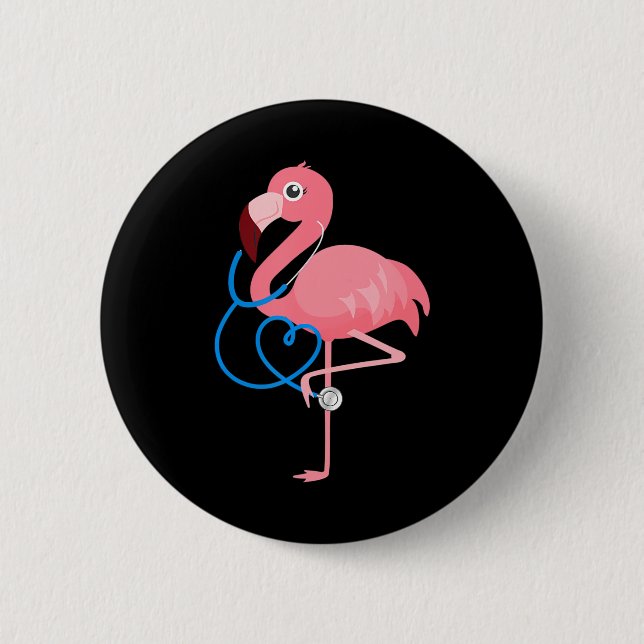 Badge Rond 5 Cm Flamant rose de pédiatrie de l'infirmière Médicale (Devant)