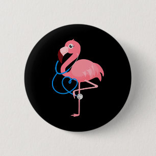 Badge Rond 5 Cm Flamant rose de pédiatrie de l'infirmière Médicale