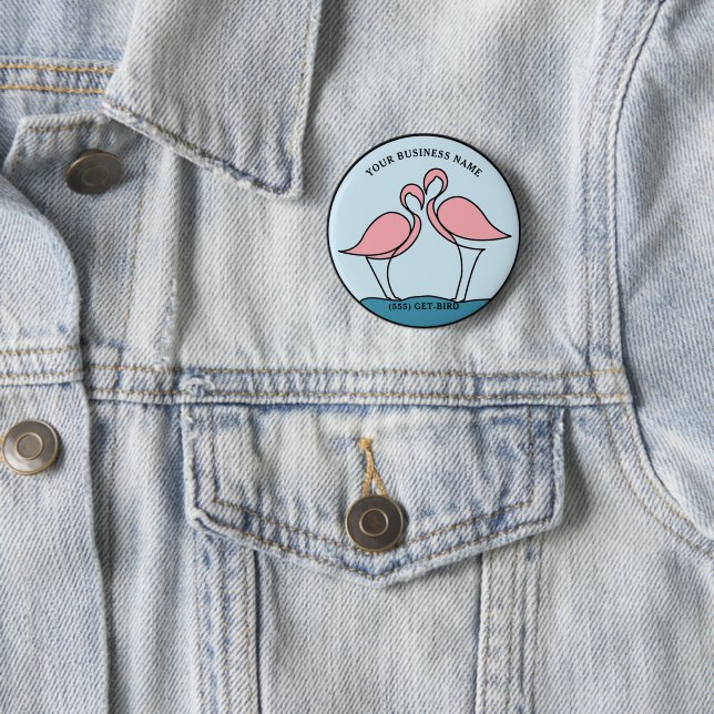 Badge Rond 5 Cm Flamant rose de votre entreprise Ronde Logo Art Ph (En situation)
