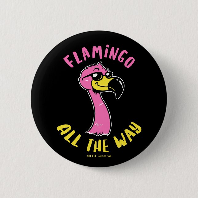 Badge Rond 5 Cm Flamant rose En Tout (Devant)