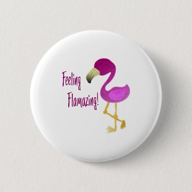 Badge Rond 5 Cm Flamant rose flamboyant (Devant)
