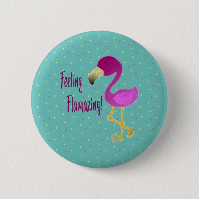 Badge Rond 5 Cm Flamant rose flamboyant (Devant)