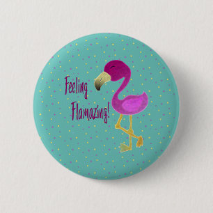 Badge Rond 5 Cm Flamant rose flamboyant