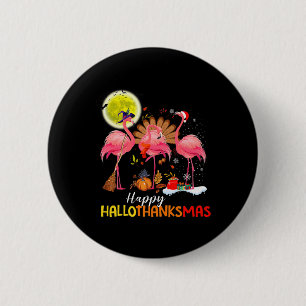 Badge Rond 5 Cm Flamant rose mignon HalloThanksmas Happy Halloween