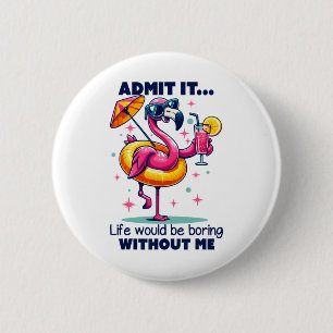 Badge Rond 5 Cm Flamant rose queues de boisson de vacances d'été p