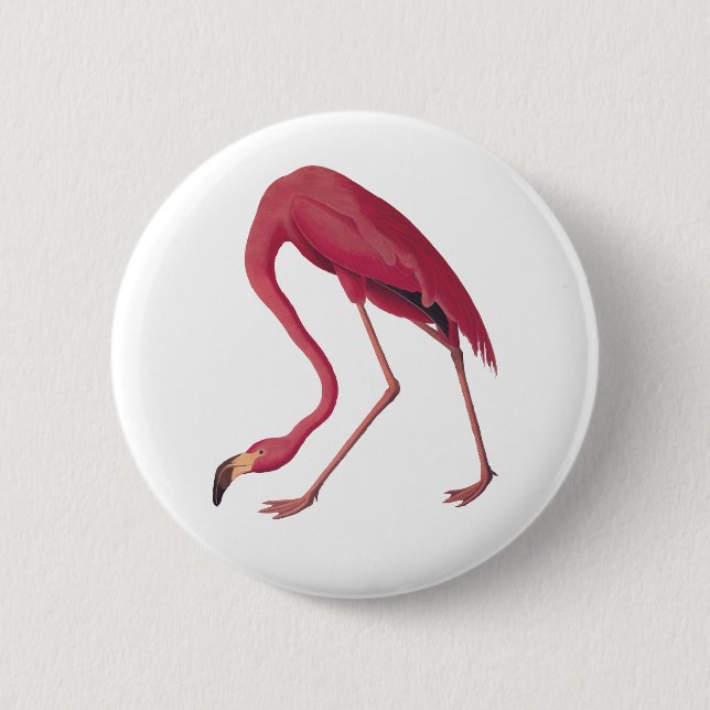 Badge Rond 5 Cm Flamant rose rose (Devant)