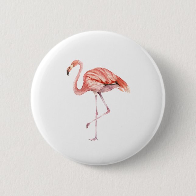 Badge Rond 5 Cm Flamant rose rose (Devant)