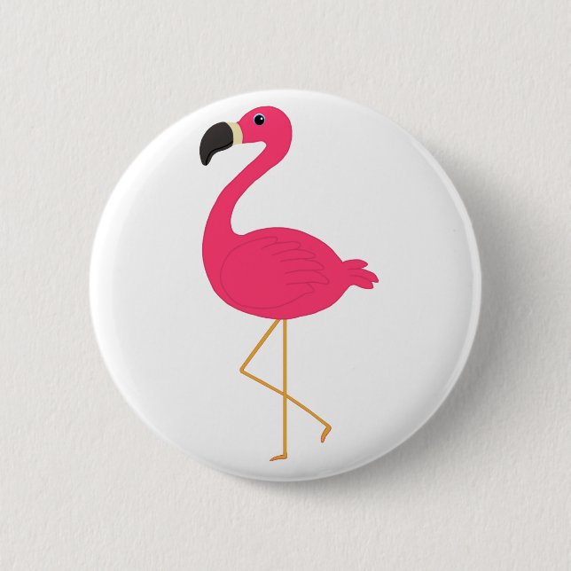 Badge Rond 5 Cm Flamant rose rose (Devant)