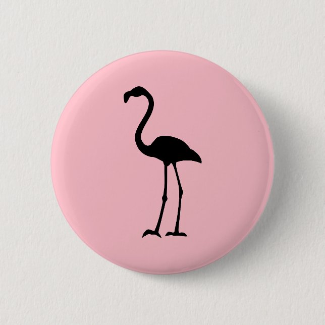 Badge Rond 5 Cm Flamant rose rose et noir (Devant)