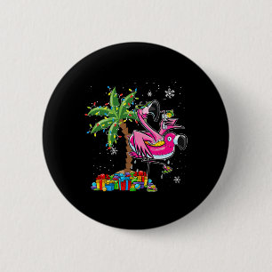 Badge Rond 5 Cm Flamant rose rose Noël Palmier Tropical Noël Ho