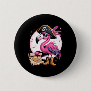 Badge Rond 5 Cm Flamant rose rose Pirate drôle Costume de fête d'H
