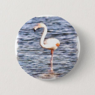 Badge Rond 5 Cm Flamant rose sauvage