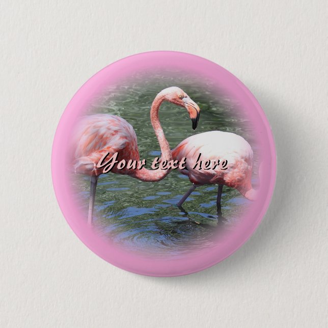 Badge Rond 5 Cm Flamants roses roses (Devant)