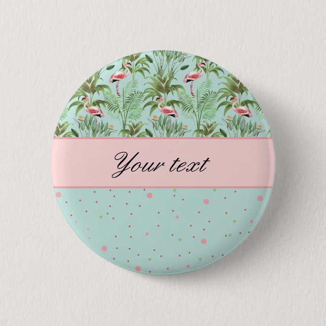 Badge Rond 5 Cm Flamants roses roses Pois (Devant)