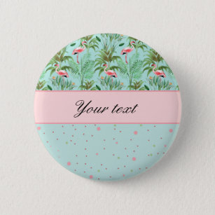 Badge Rond 5 Cm Flamants roses roses Pois