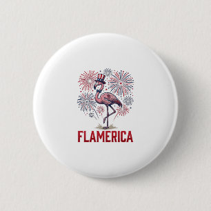 Badge Rond 5 Cm Flamérica Flamant Patriotique Vintage Conception d