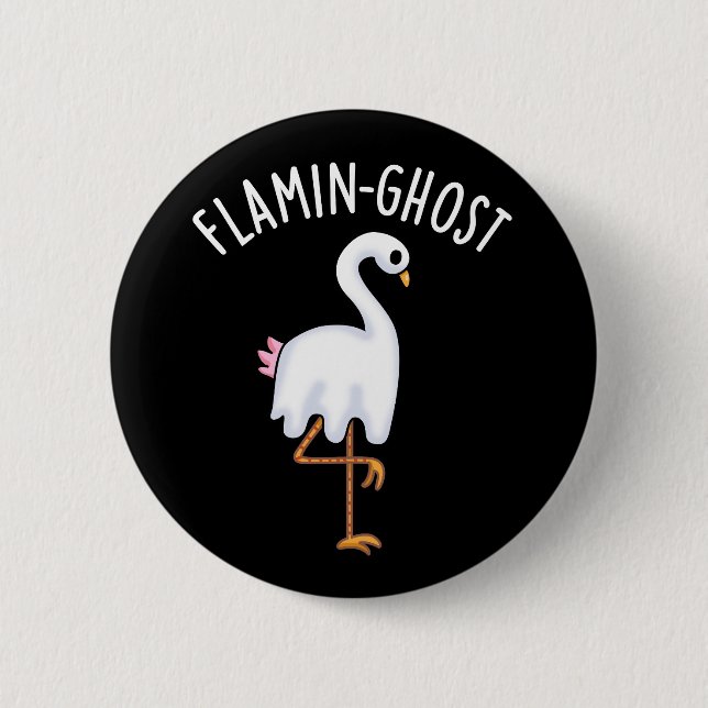 Badge Rond 5 Cm Flamin-fantôme Funny Flamant rose Fantôme Pun Fant (Devant)