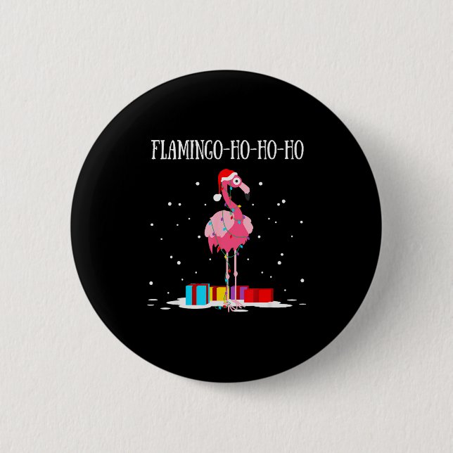 Badge Rond 5 Cm Flamingo Ho Ho Ho Nk Christmas Tree Lights Chain X (Devant)