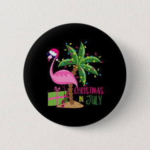 Badge Rond 5 Cm Flamingo Lunettes de soleil Xmas Plage Noël Tropic