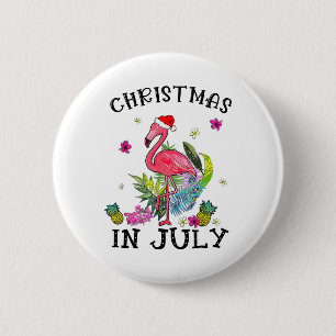 Badge Rond 5 Cm Flamingo Rose Tropical Noël en Juillet Eté
