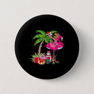 Badge Rond 5 Cm Flamingo Rose Tropical Noël en Juillet Eté Pa