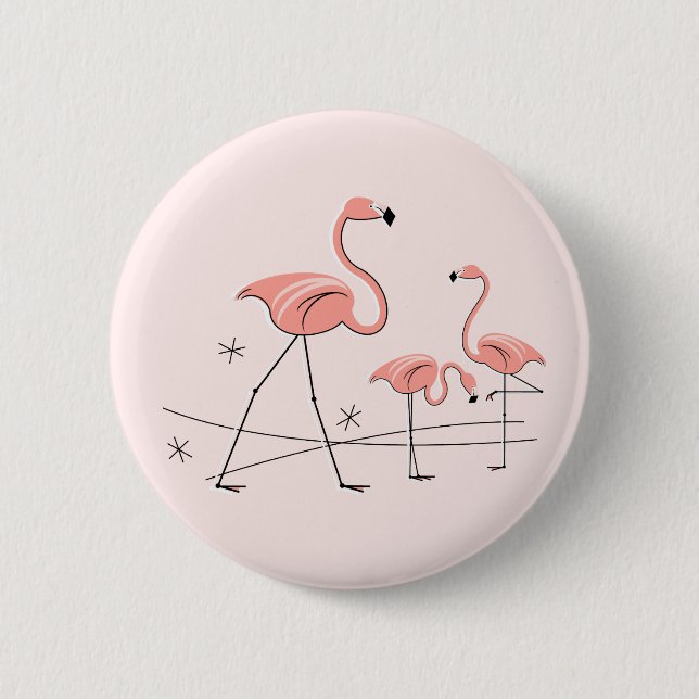 Badge Rond 5 Cm Flamingos Pink Trio 2 button (Devant)