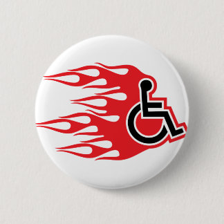 Badge Rond 5 Cm Flammes de fusée de fauteuil roulant