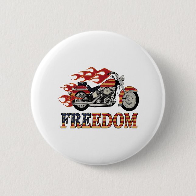 Badge Rond 5 Cm Flammes de moto Liberté (Devant)