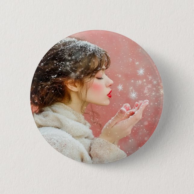 Badge Rond 5 Cm Flammes de neige (Devant)