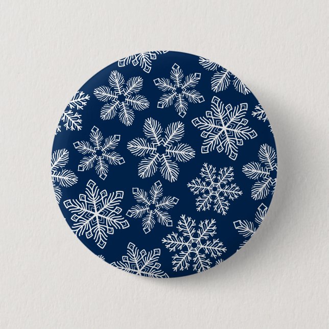 Badge Rond 5 Cm Flammes de neige sur bleu foncé (Devant)