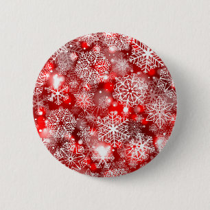 Badge Rond 5 Cm Flammes de neige sur rouge