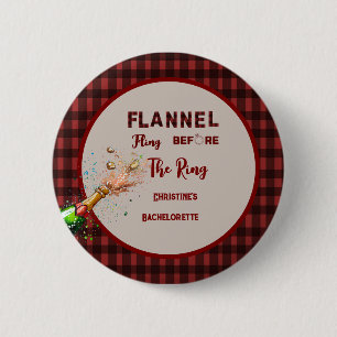 Badge Rond 5 Cm Flannel Fling avant le mariage   carreaux rouges e