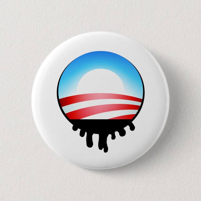 Badge Rond 5 Cm Flaque d'huile d'Obama BP (Devant)