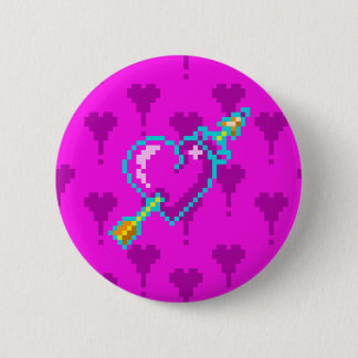Badge Rond 5 Cm Flèche à travers le coeur du néon - pixel art Butt