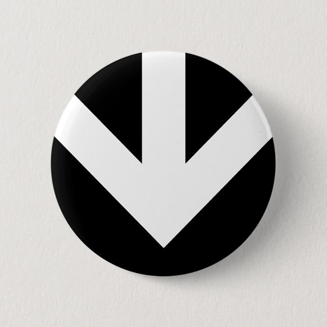 Badge Rond 5 Cm flèche vers le bas. couleur personnalisable. (Devant)