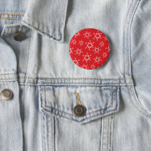 Badge Rond 5 Cm Flèches de neige, Flakes rouges et blancs, Neige