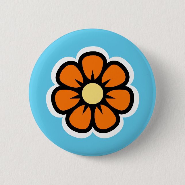 Badge Rond 5 Cm Fleur (Devant)