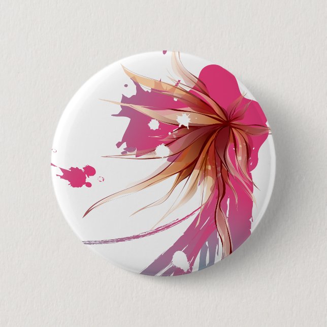 Badge Rond 5 Cm Fleur Abstraite d'Hibiscus (Devant)