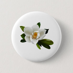 Badge Rond 5 Cm fleur blanche de magnolia