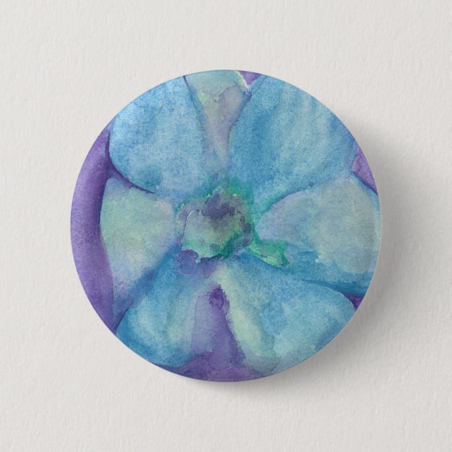 Badge Rond 5 Cm Fleur bleue (Devant)