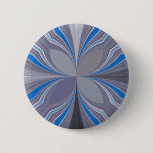 Badge Rond 5 Cm Fleur Bleue