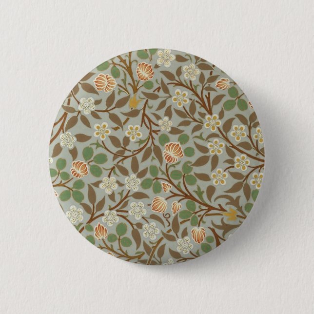 Badge Rond 5 Cm Fleur botanique de trèfle William Morris (Devant)